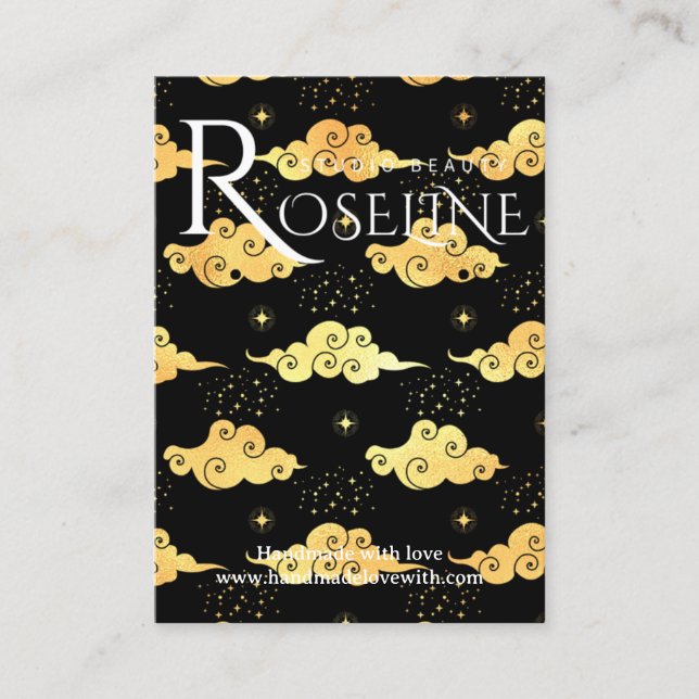 Tarjeta De Visita Elegante pantalla de joyería Black and gold Sun Ma (Anverso)