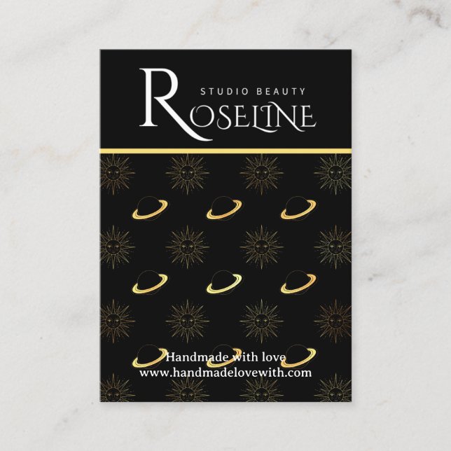 Tarjeta De Visita Elegante pantalla de joyería de luna de sol negro  (Anverso)