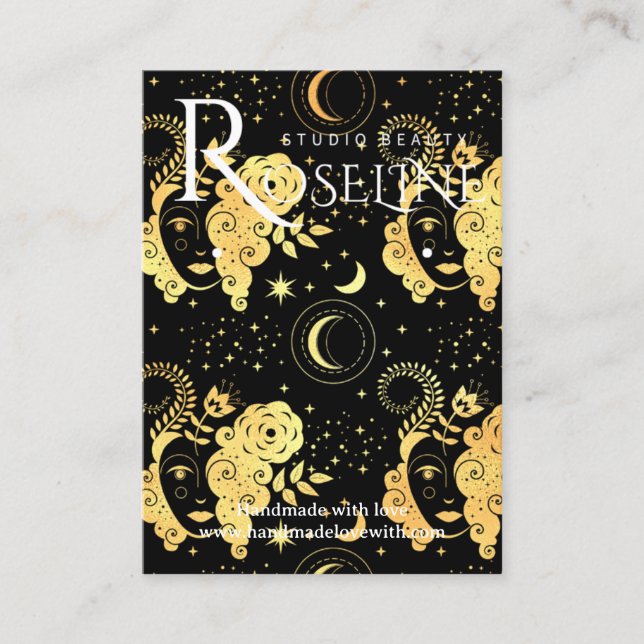 Tarjeta De Visita Elegante pantalla de joyería de luna de sol negro  (Anverso)