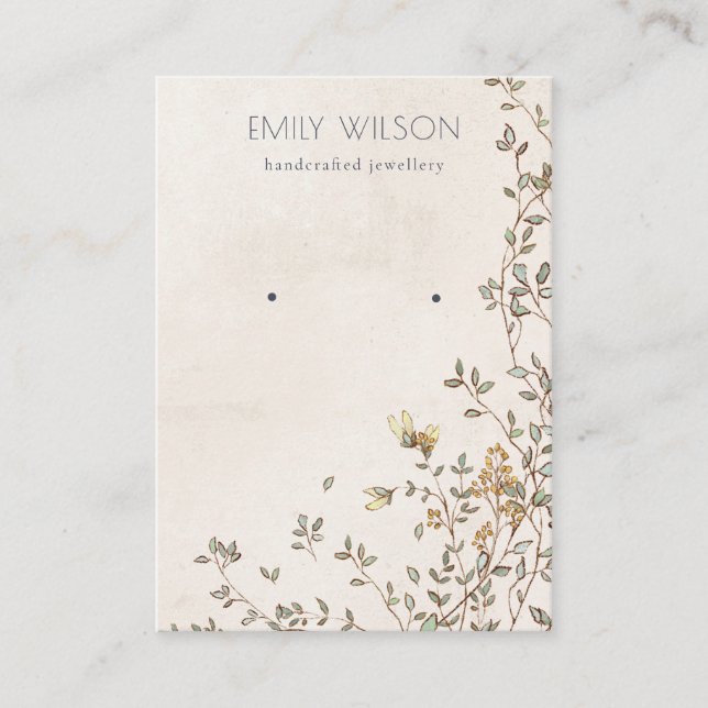 Tarjeta De Visita Elegante Pantalla De Stud De Vino Floral Dusky (Anverso)