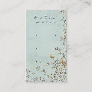 Tarjeta De Visita Elegante Pantalla De Tren Dusky Floral Aqua Stud 3