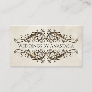 Tarjeta De Visita Elegante papel de época dorado Swils Vintage