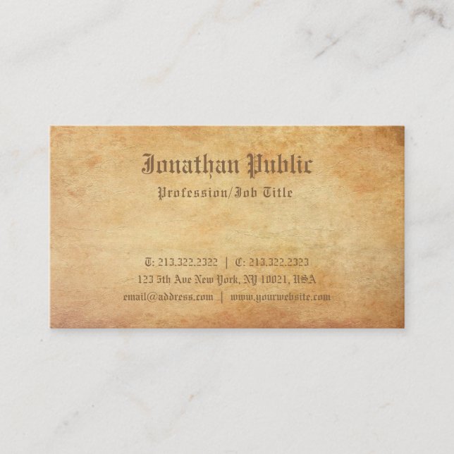 Tarjeta De Visita Elegante Papel Nostálgico Viejo Lujo Profesional (Anverso)