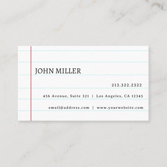 Tarjeta De Visita Elegante papel portátil con línea blanca personali (Anverso)