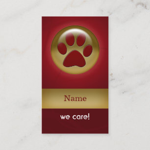 Tarjeta De Visita elegante papel rojo impresión cuidado de mascotas