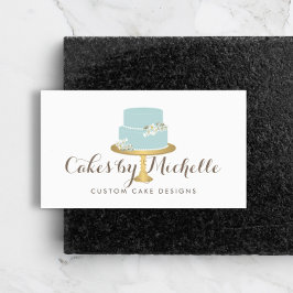 Tarjeta De Visita Elegante pastel azul con decoración de pasteles fl