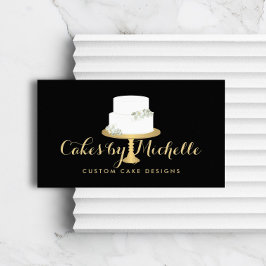 Tarjeta De Visita Elegante pastel blanco con decoración de pasteles