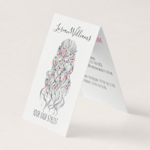 Tarjeta De Visita Elegante Pastel Bride Wavy Hair Estilo Floral