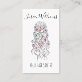 Tarjeta De Visita Elegante Pastel Bride Wavy Hair Estilo Floral QR