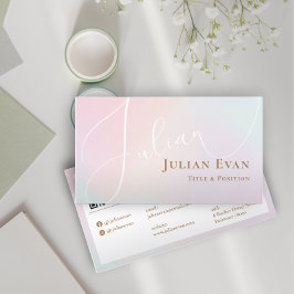 Tarjeta De Visita Elegante Pastel Caprichoso Rosa Femenino