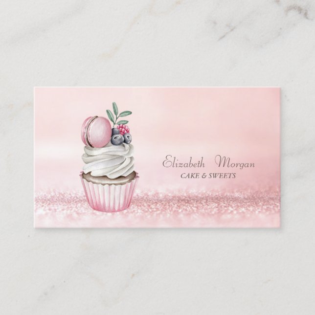 Tarjeta De Visita Elegante pastel de acuarela moderna de Bokeh Macar (Anverso)