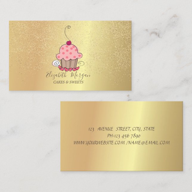 Tarjeta De Visita Elegante pastel de Confetti de oro de Lotus (Anverso / Reverso)