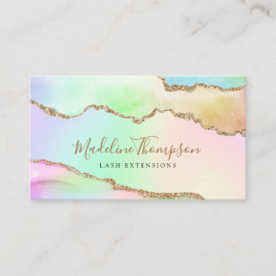 Tarjeta De Visita Elegante Pastel de Geode de Mármol Arcoiris Agate
