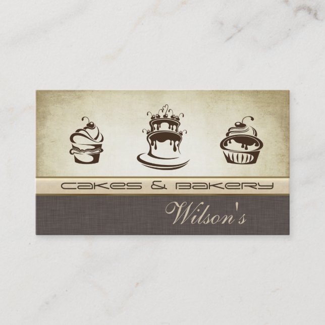 Tarjeta De Visita Elegante pastel de moda y panadería (Anverso)