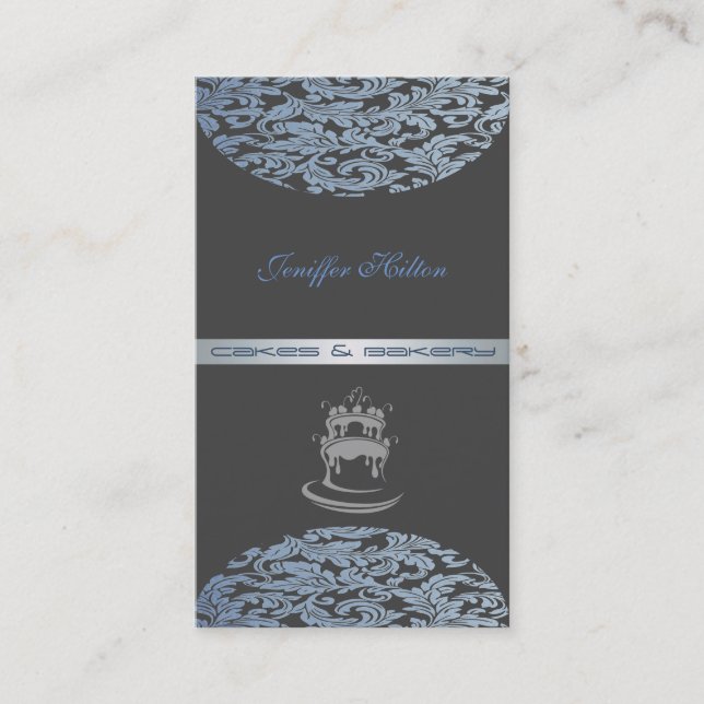 Tarjeta De Visita Elegante pastel de moda y repostería adamascada (Anverso)