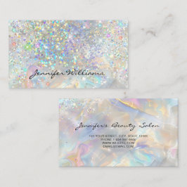 Tarjeta De Visita Elegante Pastel Holográfico Brillante Mármol