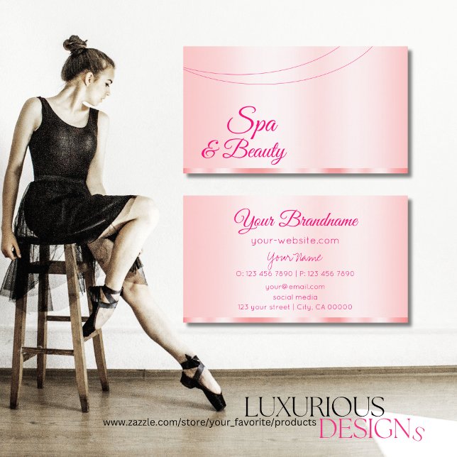 Tarjeta De Visita Elegante Pastel Rosa Glamoroso Profesional Simple (Subido por el creador)