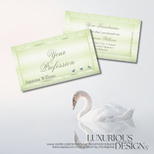 Tarjeta De Visita Elegante Pastel Verde con Diamantes Profesional