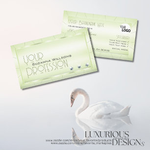 Tarjeta De Visita Elegante Pastel Verde con diamantes y Moda con log