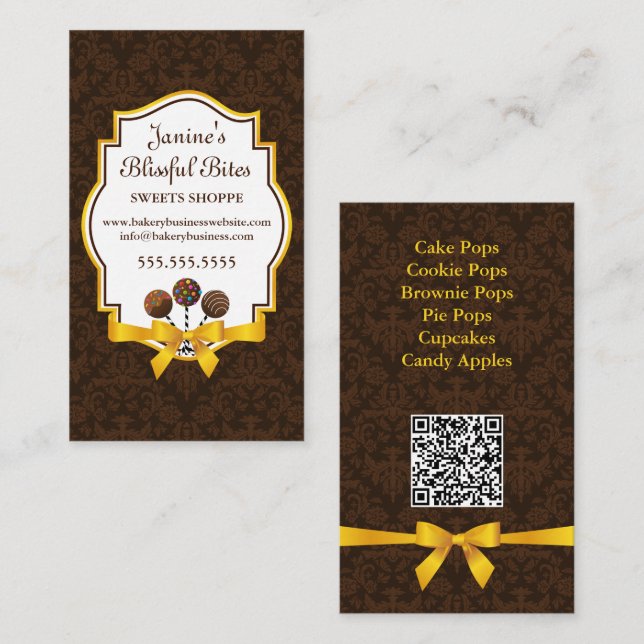 Tarjeta De Visita Elegante pastelería de pasteles dulces (Anverso / Reverso)