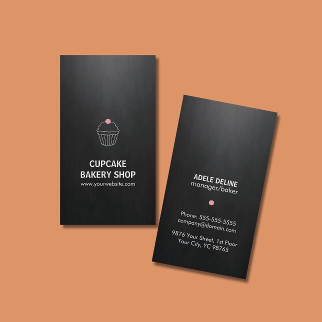 Tarjeta De Visita Elegante pastelería de pastelitos rosados (Subido por el creador)