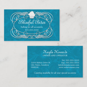 Tarjeta De Visita Elegante pastelería de torta azul