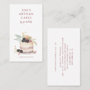 Tarjeta De Visita Elegante Pastelería de Torta de Acuarela Chef de R