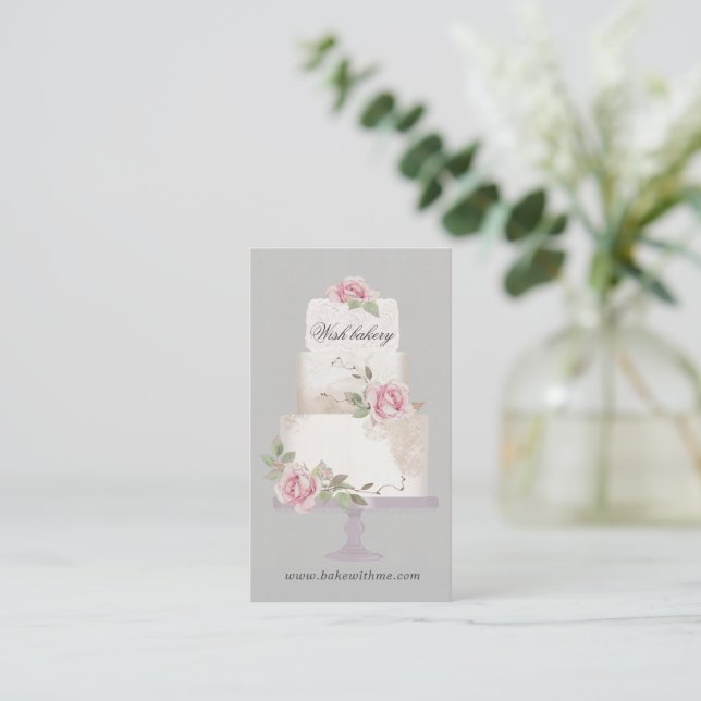 Tarjeta De Visita Elegante pastelería de tres niveles vertical (Anverso de pie)
