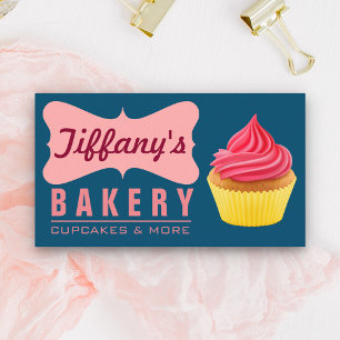 Tarjeta De Visita Elegante Pastelería Retro Cute Cupcake Panadería R