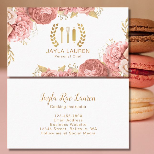 Tarjeta De Visita Elegante pastelería rosada Chef Bakery Cocinero (Subido por el creador)