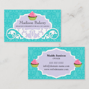 Tarjeta De Visita Elegante pastelería Swirl Damask