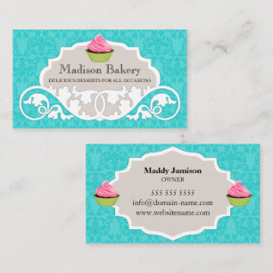 Tarjeta De Visita Elegante pastelería Swirl Damask