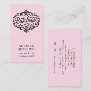 Tarjeta De Visita Elegante pastelero de panadería rosa
