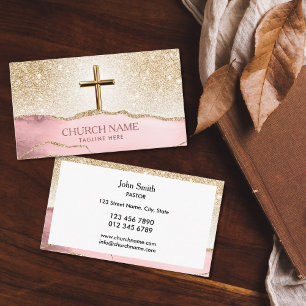Tarjeta De Visita Elegante Pastor de Iglesia Deacon Bishop Cruz de O
