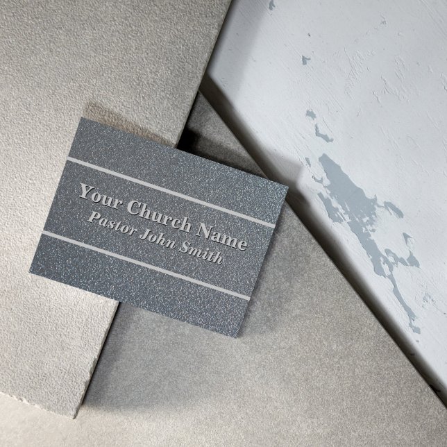 Tarjeta De Visita Elegante pastor de iglesia Purpurina plateado (Elegant Silver Glitter Church Pastor Business Card)
