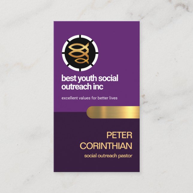 Tarjeta De Visita Elegante Pastor Religioso Ichthus Peces (Anverso)