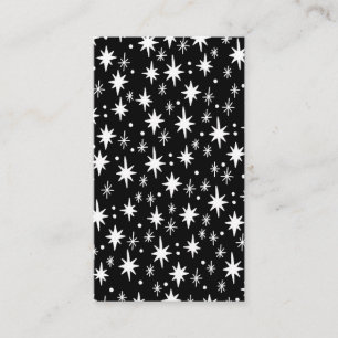 Tarjeta De Visita Elegante patrón blanco negro estrellado