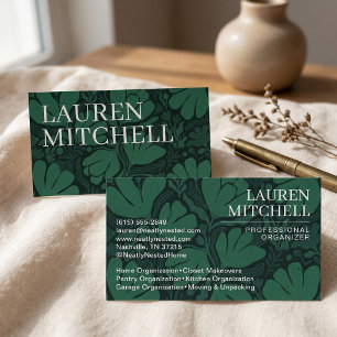 Tarjeta De Visita Elegante patrón de hoja botánica diseño moderno