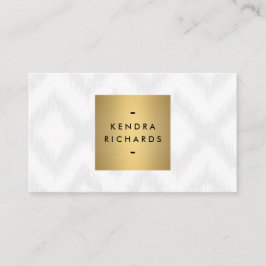 Tarjeta De Visita Elegante patrón de Ikat con logotipo de nombre dor