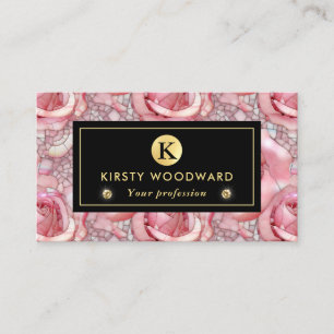 Tarjeta De Visita Elegante patrón de mosaico de rosa rosa