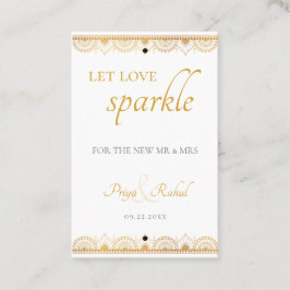 Tarjeta De Visita Elegante patrón de oro Boda indio destello