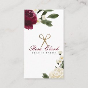 Tarjeta De Visita Elegante patrón de oro y logotipo floral de color 