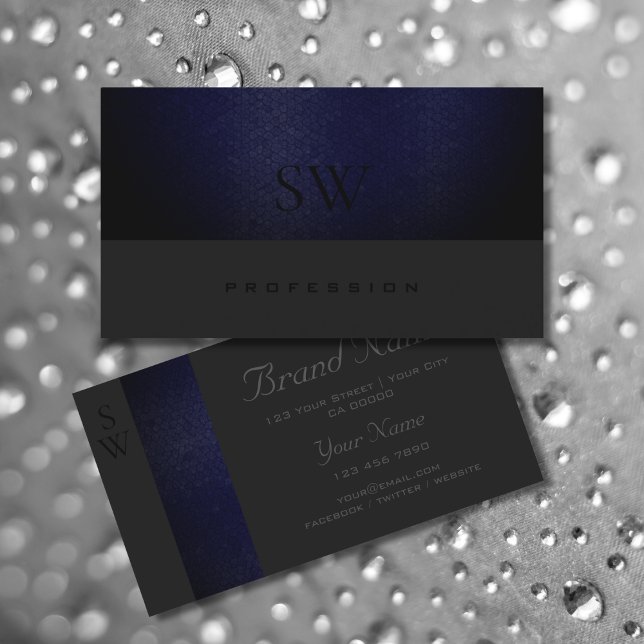 Tarjeta De Visita Elegante patrón de serpiente azul gris oscuro con  (Subido por el creador)