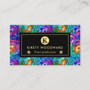 Tarjeta De Visita Elegante Patrón de vidrio mosaico de té de joyas a