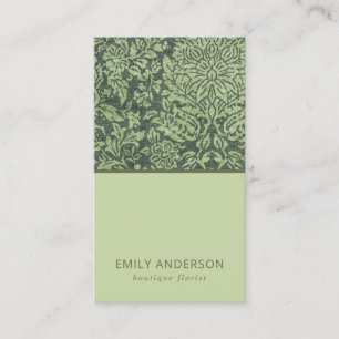 TARJETA DE VISITA ELEGANTE PATRÓN FLORAL DE DAMASK NEGRO LIME VERDE