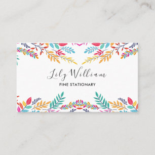 Tarjeta De Visita Elegante patrón floral de otoño