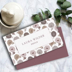 Tarjeta De Visita Elegante patrón floral Doula moderno