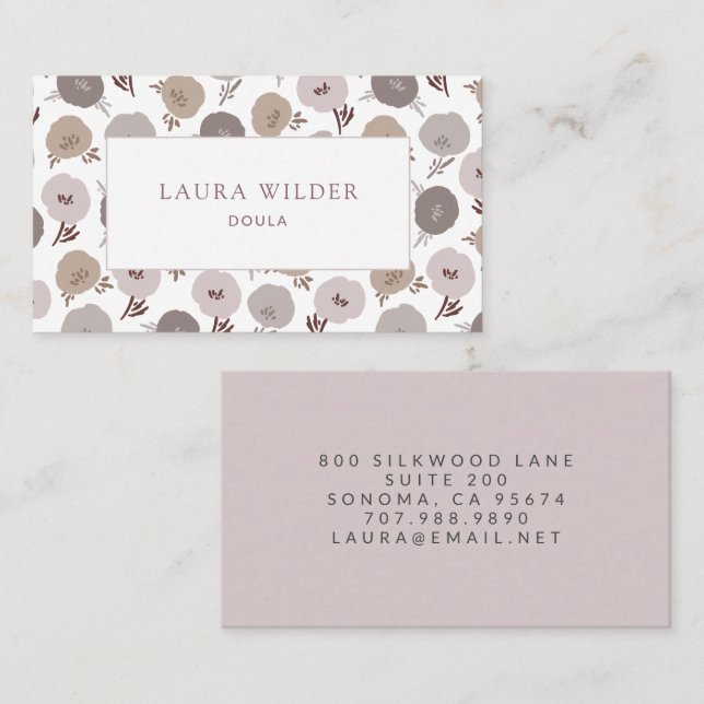 Tarjeta De Visita Elegante patrón floral Doula moderno (Anverso / Reverso)