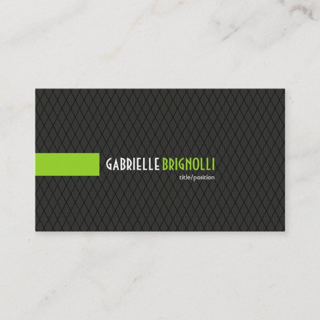 Tarjeta De Visita Elegante patrón geométrico negro y verde (Anverso)