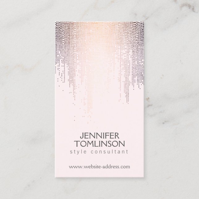 Tarjeta De Visita Elegante patrón Rubor Confetti Rain Pink (Anverso)
